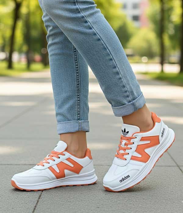 Women sneaker shoes white and orange