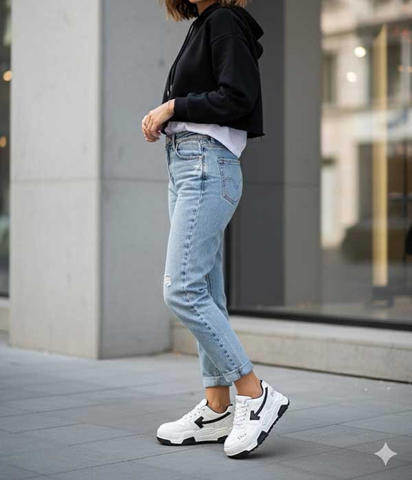 Women sneaker shoes white and black