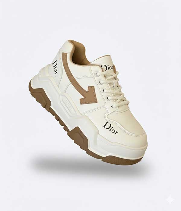 Women sneaker shoes white and brown