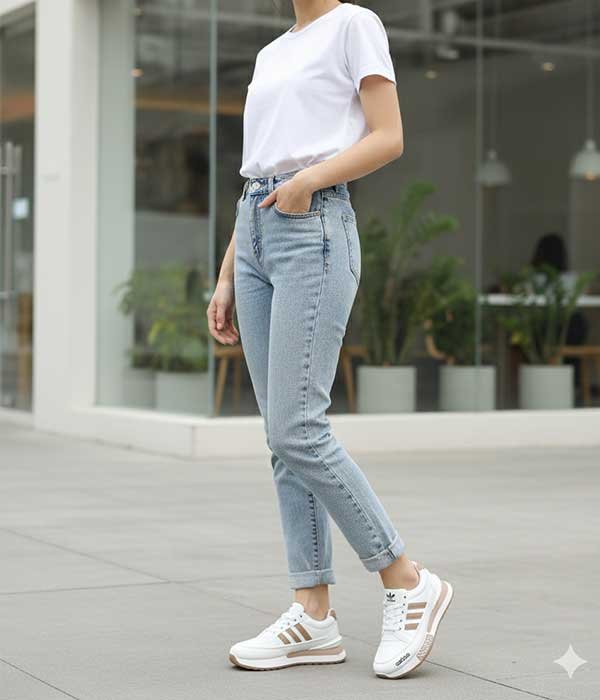 Women sneaker shoes white and brown