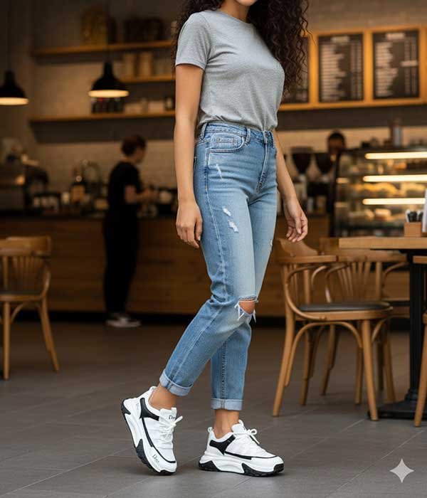 Women sneaker shoes white and black