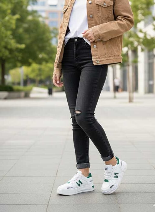 Women sneaker shoes white & green
