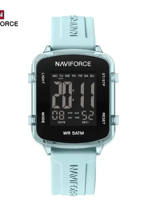 Fashion Transparent LCD Digital Date Watch with 5ATM Waterproof, Alarm, LED Light, Silicone Strap for Teens