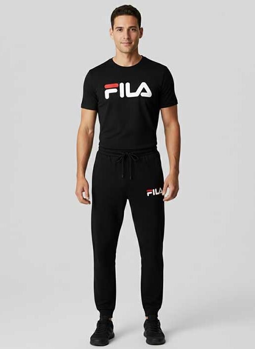 Men's T-Shirt and Black Track Pant Set - Matching Color Loungewear Outfit, Casual Wear, Sport wear