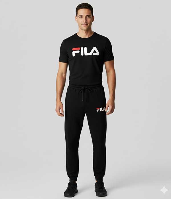 Men's T-Shirt and Black Track Pant Set - Matching Color Loungewear Outfit, Casual Wear, Sport wear