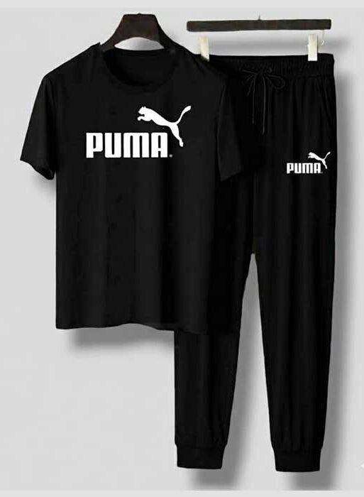 Men’s T-Shirt and Black Track Pant Set – Matching Color Loungewear Outfit, Casual Wear, Sport wear