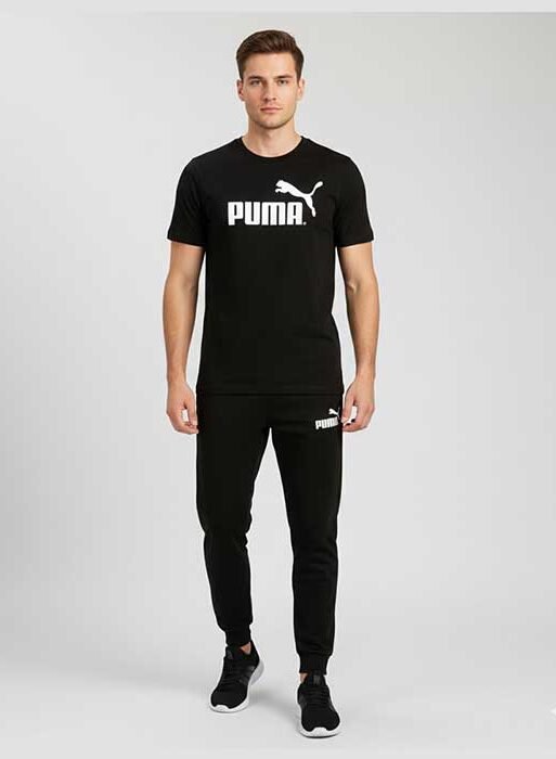 Men’s T-Shirt and Black Track Pant Set – Matching Color Loungewear Outfit, Casual Wear, Sport wear