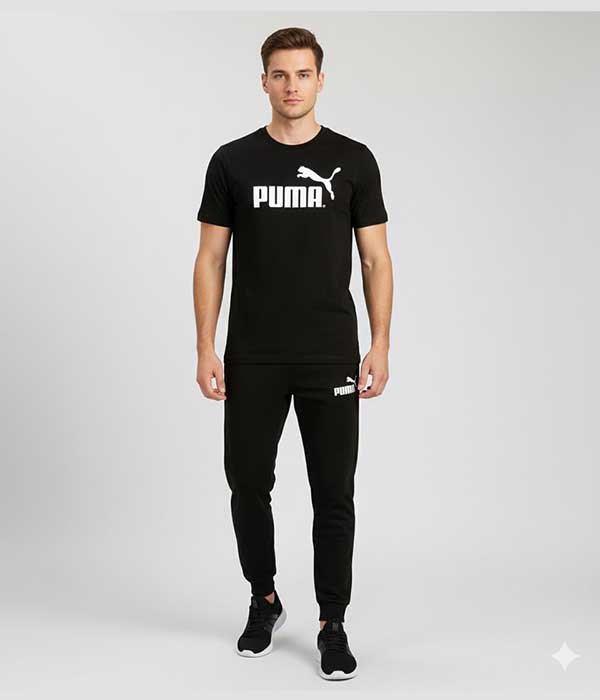 Men’s T-Shirt and Black Track Pant Set – Matching Color Loungewear Outfit, Casual Wear, Sport wear