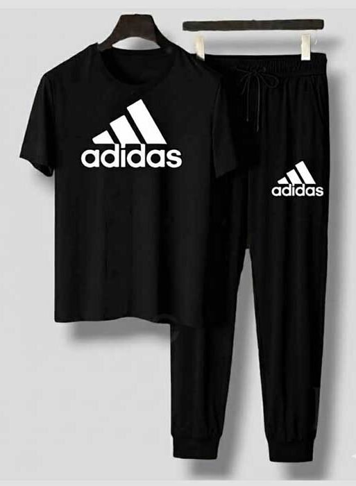 Men’s T-Shirt and Black Track Pant Set – Matching Color Loungewear Outfit, Casual Wear, Sport wear