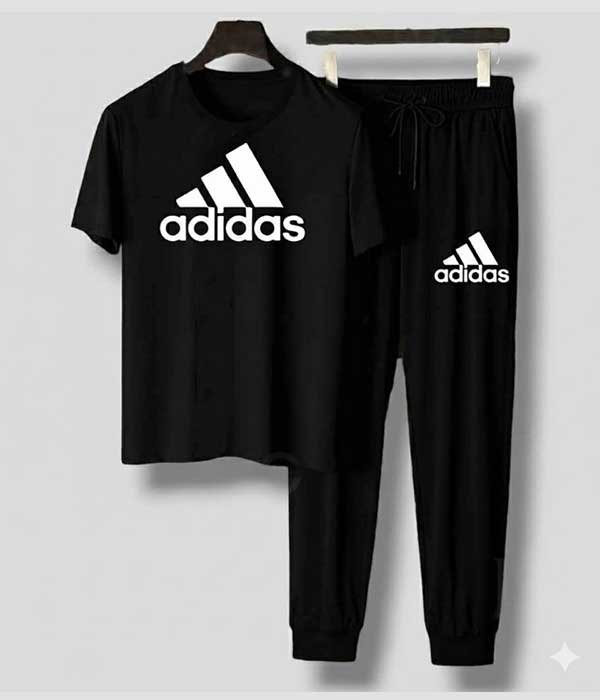 Men’s T-Shirt and Black Track Pant Set – Matching Color Loungewear Outfit, Casual Wear, Sport wear