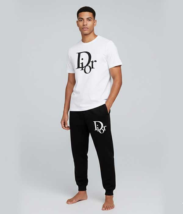 Men’s T-Shirt and White & Black Track Pant Set – Matching Color Loungewear Outfit, Casual Wear, Sport wear