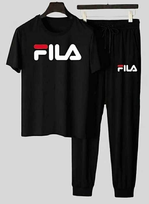 Men's T-Shirt and Black Track Pant Set - Matching Color Loungewear Outfit, Casual Wear, Sport wear