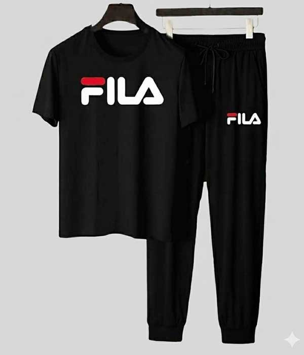 Men's T-Shirt and Black Track Pant Set - Matching Color Loungewear Outfit, Casual Wear, Sport wear