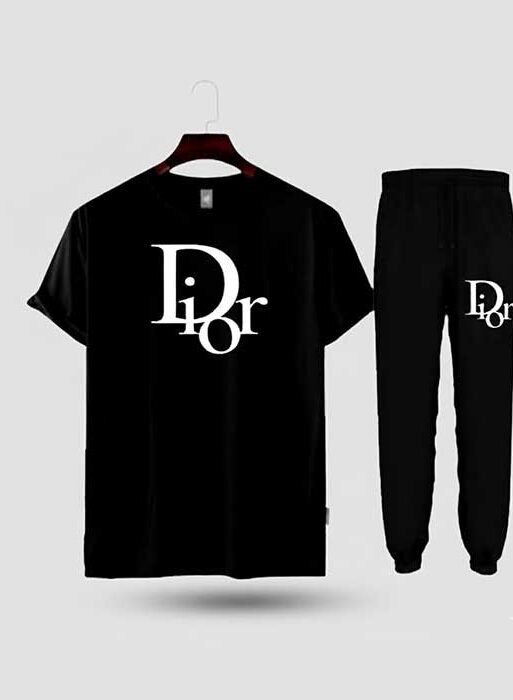 Men’s T-Shirt and Black Track Pant Set – Matching Color Loungewear Outfit, Casual Wear, Sport wear