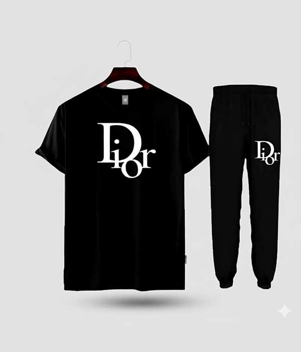 Men’s T-Shirt and Black Track Pant Set – Matching Color Loungewear Outfit, Casual Wear, Sport wear