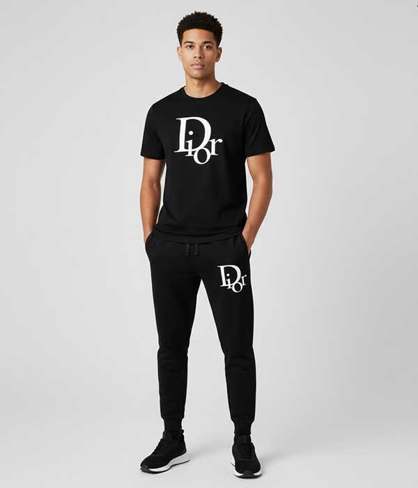 Men’s T-Shirt and Black Track Pant Set – Matching Color Loungewear Outfit, Casual Wear, Sport wear