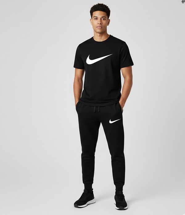 Men’s T-Shirt and Black Track Pant Set – Matching Color Loungewear Outfit, Casual Wear, Sport wear
