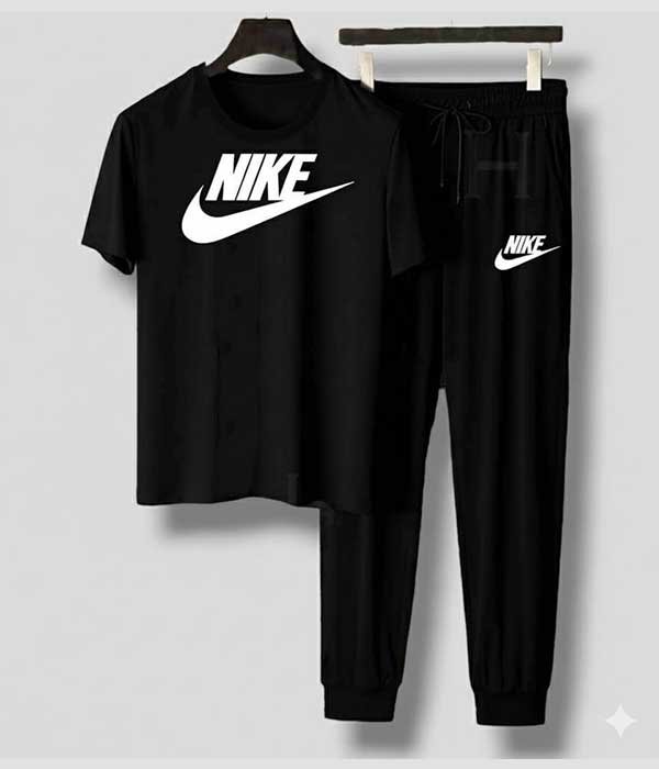 Men’s T-Shirt and Black Track Pant Set – Matching Color Loungewear Outfit, Casual Wear, Sport wear