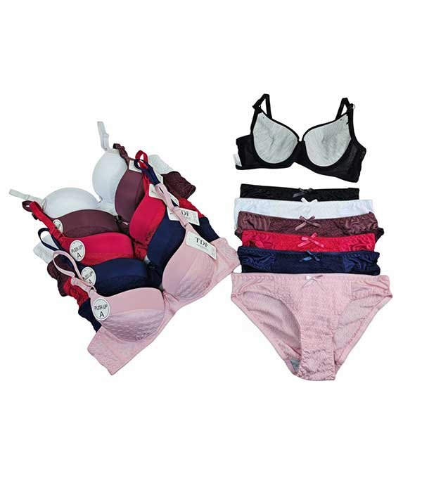 Pack of 6 – Solid Color Cup Lace Bra Panty Set