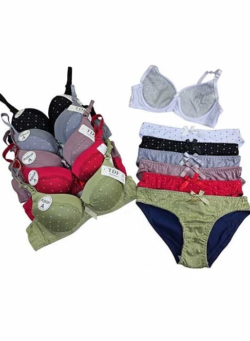 Pack of 6 – Solid Color Cup Lace Bra Panty Set
