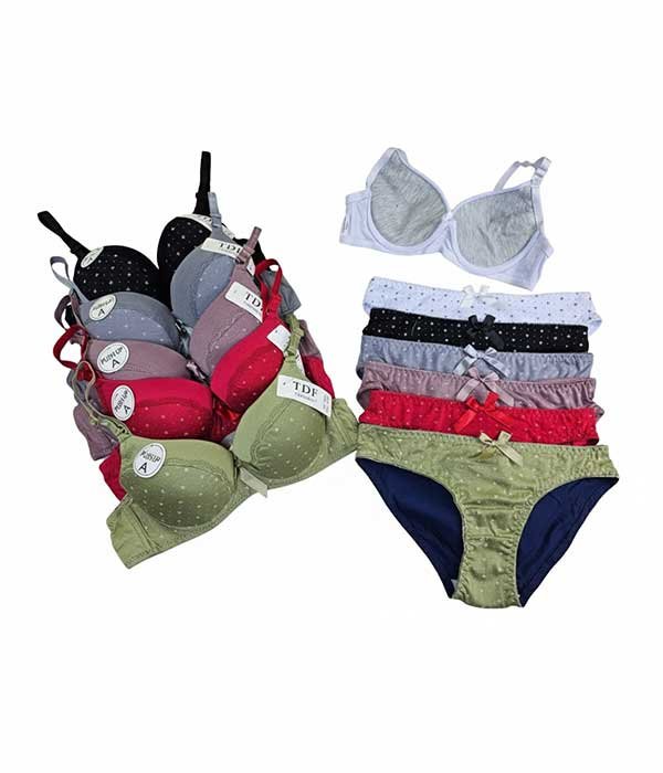 Pack of 6 – Solid Color Cup Lace Bra Panty Set