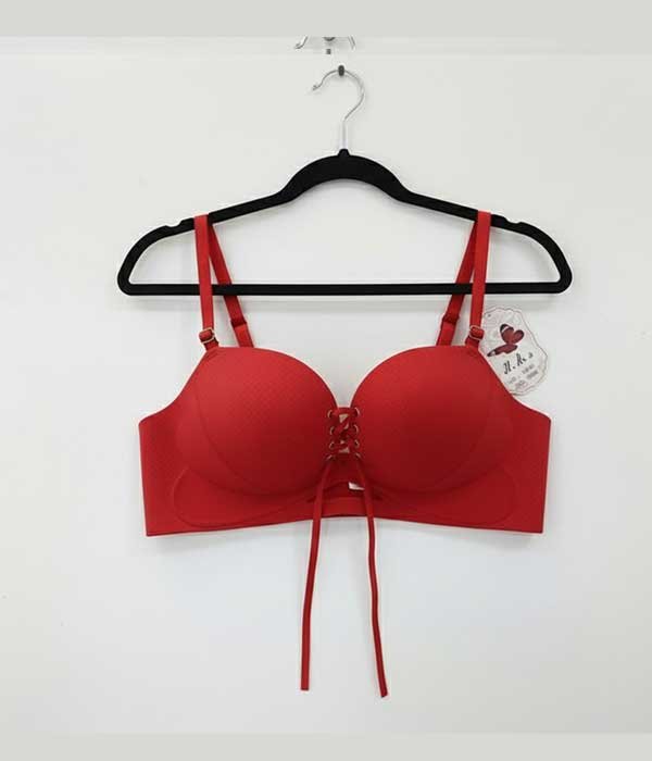 Red Solid Color Cup Lace Bra