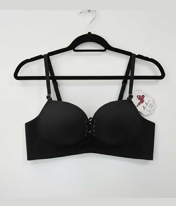 Black Solid Color Cup Lace Bra