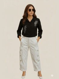 Women dress set Shirt and trouser black and white
