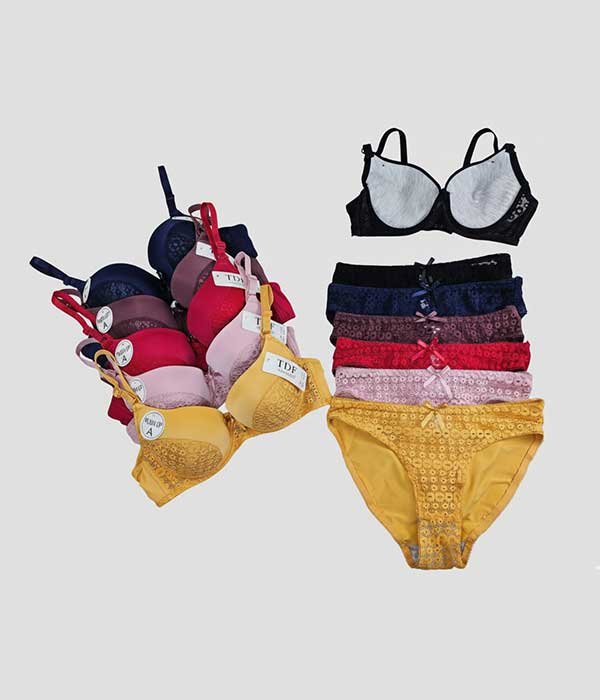 Pack of 6 – Solid Color Cup Lace Bra Panty Set