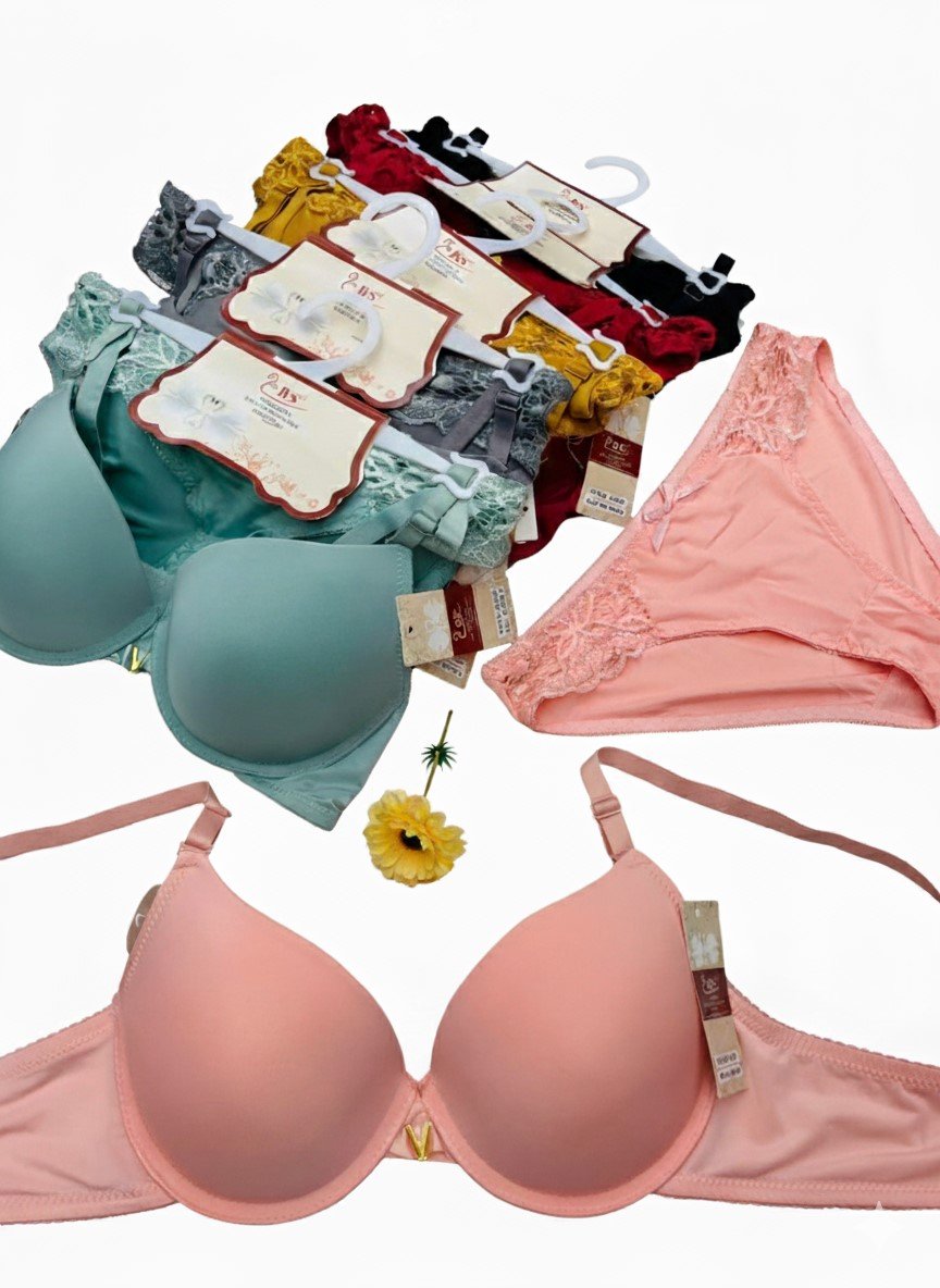 Pack of 6 - Solid Color Cup Lace Bra Panty Set