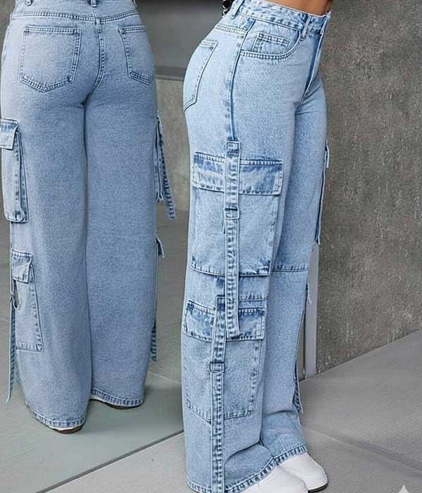 Light blue jeans 8 pockets for women
