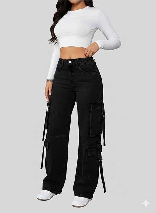Black jeans 8 pockets for women
