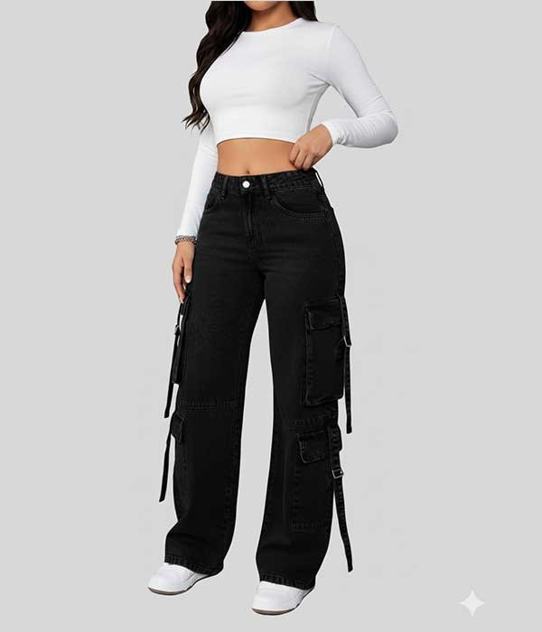 Black jeans 8 pockets for women
