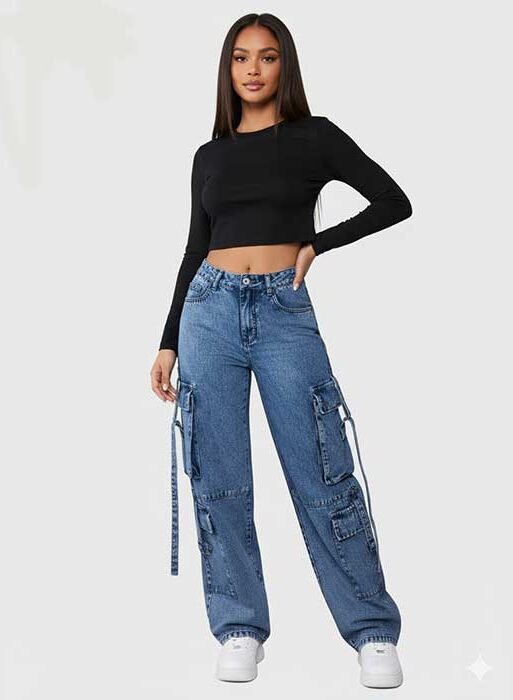 Blue jeans 8 pockets for women