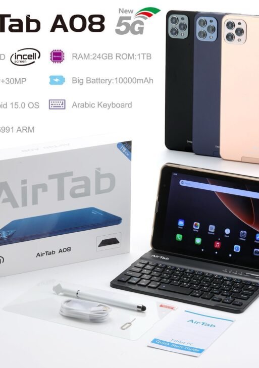 A08 8-Inch 5G Android Tablet with 24GB RAM, 1TB Storage, Octa-Core Performance, Stylus & Keyboard Included, Long Battery Life – Compact Productivity & Entertainment