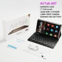 AirTab A07 Tablet with Keyboard, 7 Inch FHD Display, 1TB ROM and 16GB RAM - Powerful 8000mAh Battery Wifi