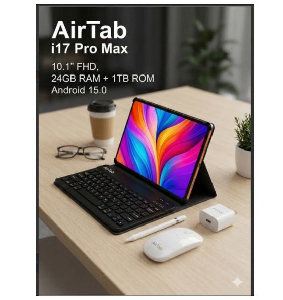 AirTab i17 Pro Max 24GB Dual SIM Tablet: Memory: 24GB RAM + 1TB ROM; Camera: 13MP Front + 30MP Rear for high-definition calls and clear photography 5G
