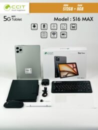 جهاز CCIT S16 Max Tablet بشاشة 10.1 بوصة، مزوّد بذاكرة 8 جيجابايت RAM وسعة تخزين 512 جيجابايت، ويأتي مع غطاء، لوحة مفاتيح، فأرة، وقلم رقمي