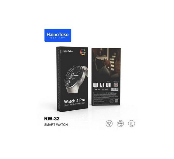 Original Haino Teko Germany Smart Watch 4 pro RW-32 with AMOLED Curved Glass with 3 pairs Strap