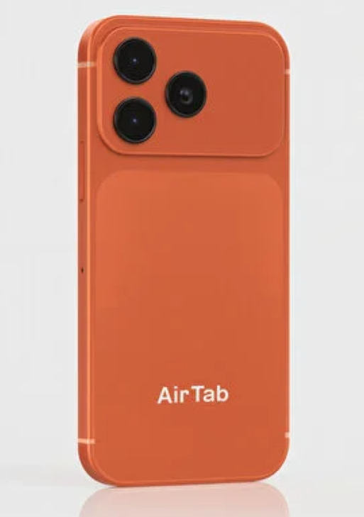هاتف AirTab 17 Pro Max من شركة AirTab، بسعة تخزين داخلية 1 تيرابايت (1TB)، وذاكرة وصول عشوائي 24 جيجابايت (24GB)، باللون البرتقالي، مشابه لهاتف iPhone 17 Pro Ma
