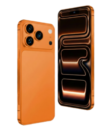 هاتف AirTab 17 Pro Max من شركة AirTab، بسعة تخزين داخلية 1 تيرابايت (1TB)، وذاكرة وصول عشوائي 24 جيجابايت (24GB)، باللون البرتقالي، مشابه لهاتف iPhone 17 Pro Ma